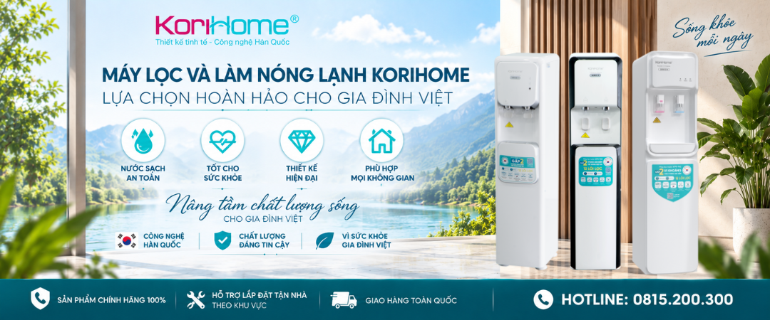 banner may loc nuoc korihome nong lanh ban chay